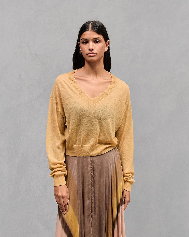 mes demoiselles pull Smurf Petit pull jaune en maille superfine