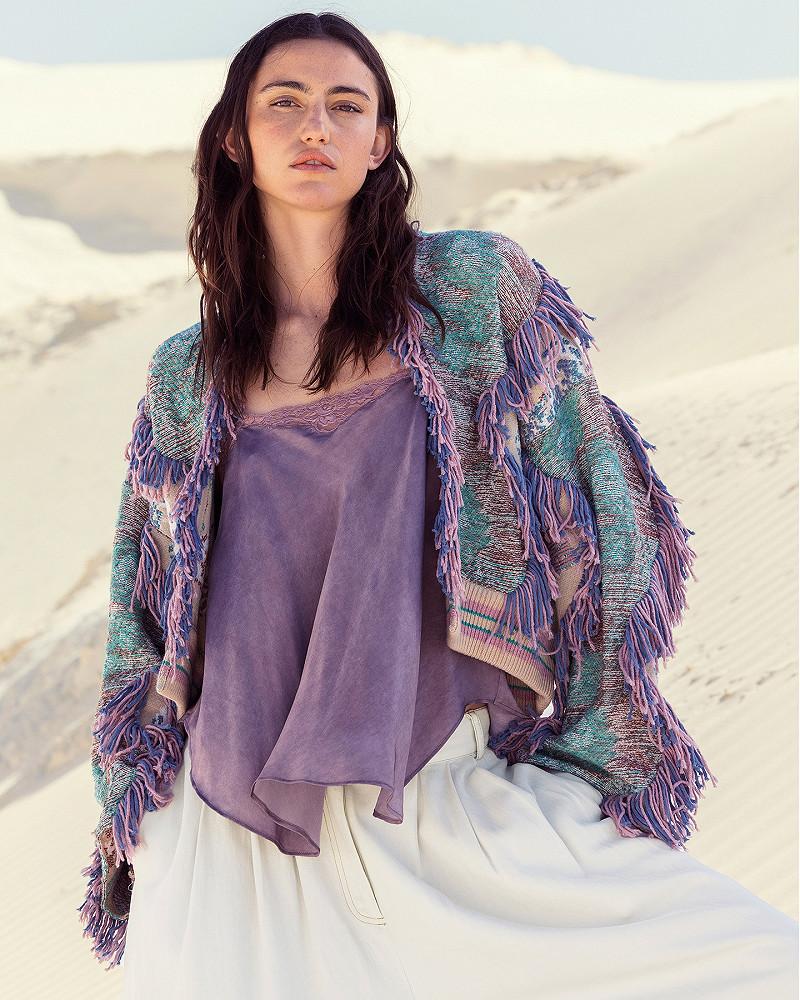 Mes Demoiselles Pull Squire Gilet Court En Maille Jacquard