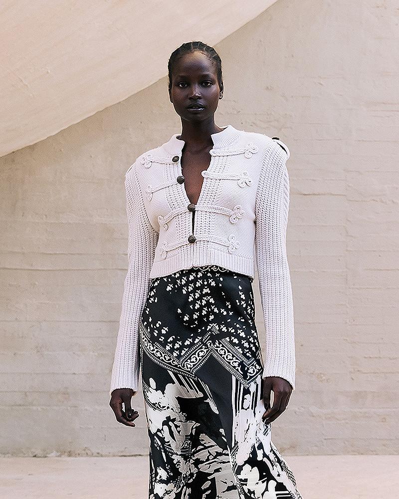 mes demoiselles pull Watson Cardigan officier en mailles et jeu de passementerie