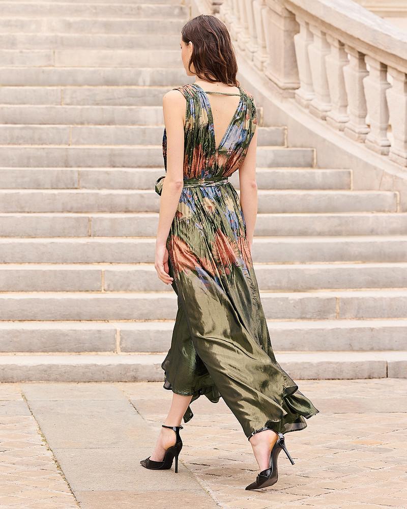 Mes Demoiselles Robe Baby Robe Longue Croisée En Voile Lurex Imprimé Floral Fondu
