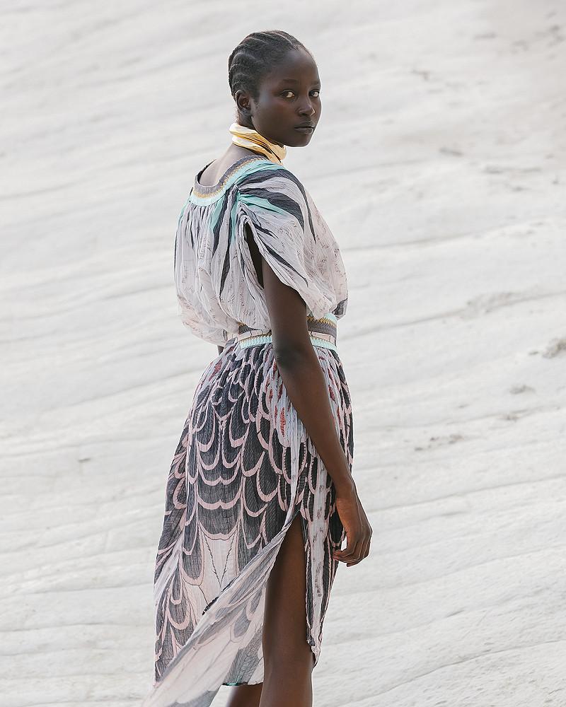 Mes Demoiselles Robe Bevalier Robe Imprimée Et Brodée En Coton Froissé