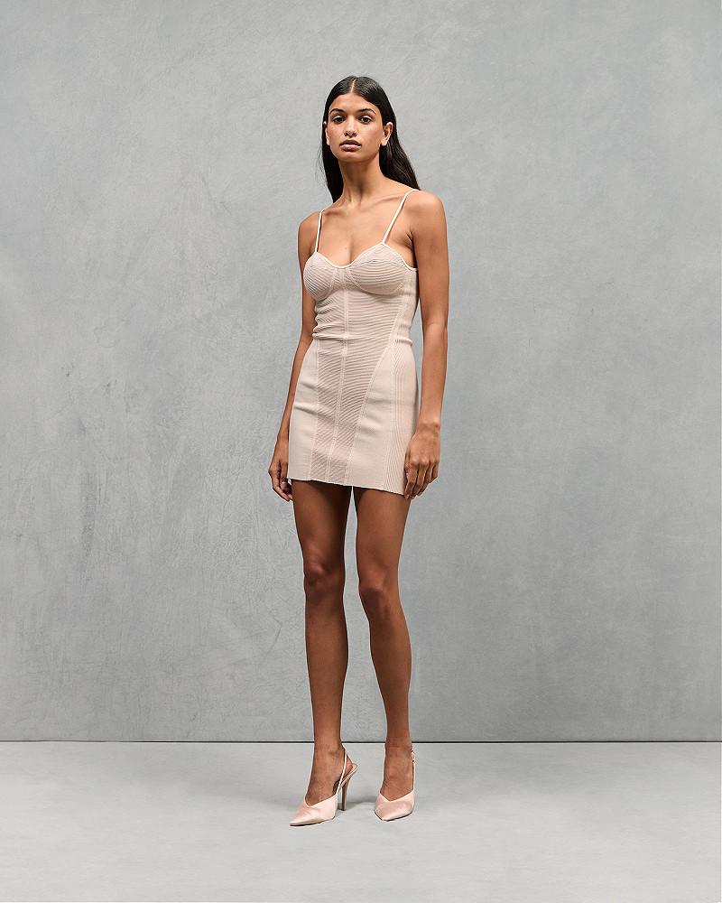 Mes Demoiselles Robe Blom Robe Courte En Mailles Stretch Rose