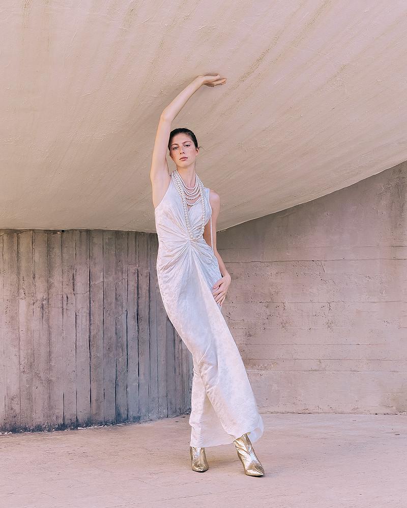 Mes Demoiselles Robe Dalila Longue Robe En Viscose Jacquard écru