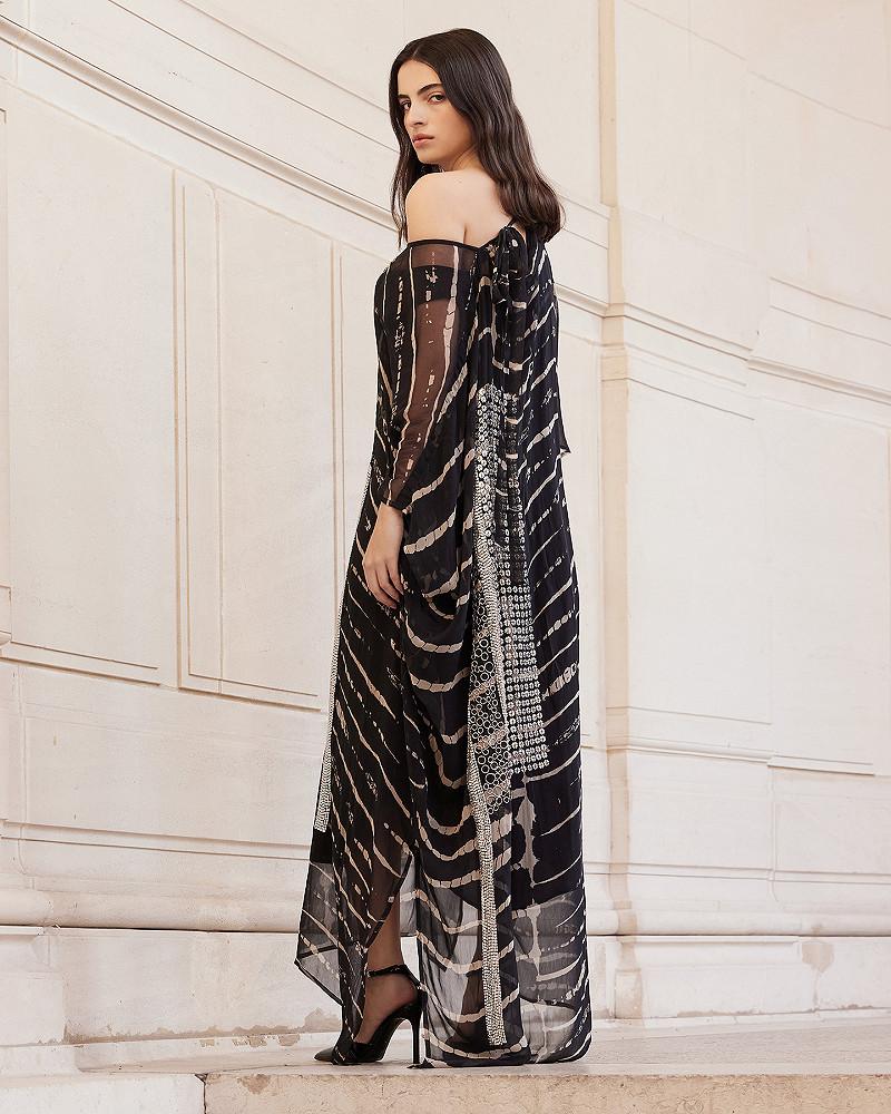 Mes Demoiselles Robe Damuel Robe Caftan En Viscose Chiffon Et Détails Argentés
