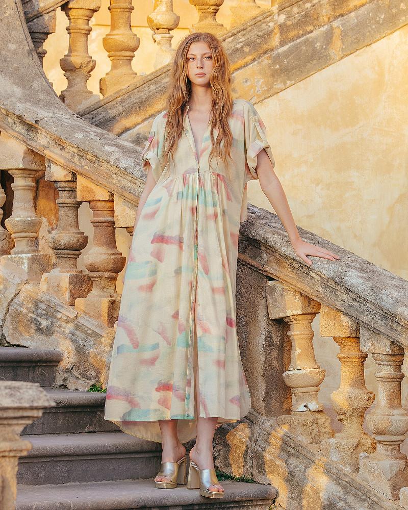 Mes Demoiselles Robe Darelle Robe Longue Souple En Coton Lurex