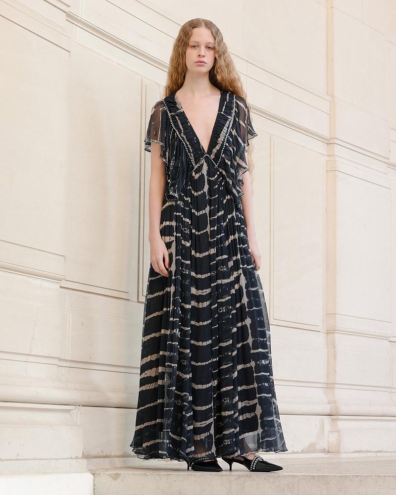 mes demoiselles robe Dopher Robe longue noire en mousseline de viscose