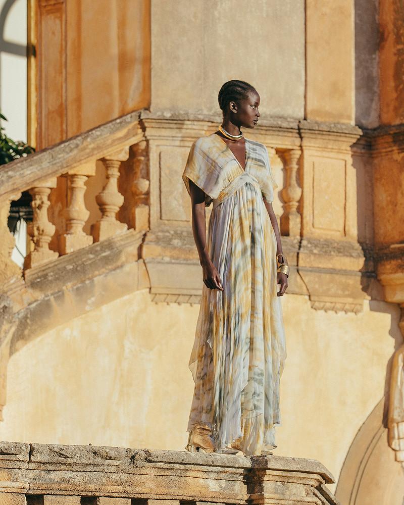 Mes Demoiselles Robe Ines Robe Longue En Viscose Chiffon Imprimée