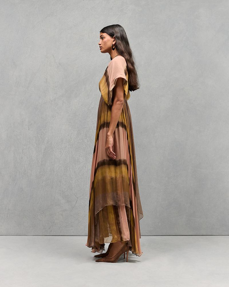 Mes Demoiselles Robe Madison Longue Robe Féminine Légère Jaune Et Rose