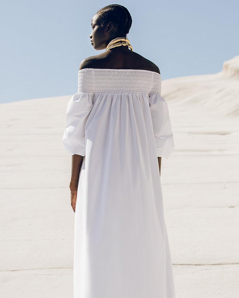 Mes Demoiselles Robe Parimar Robe Longue Blanche En Popeline De Coton Craquante