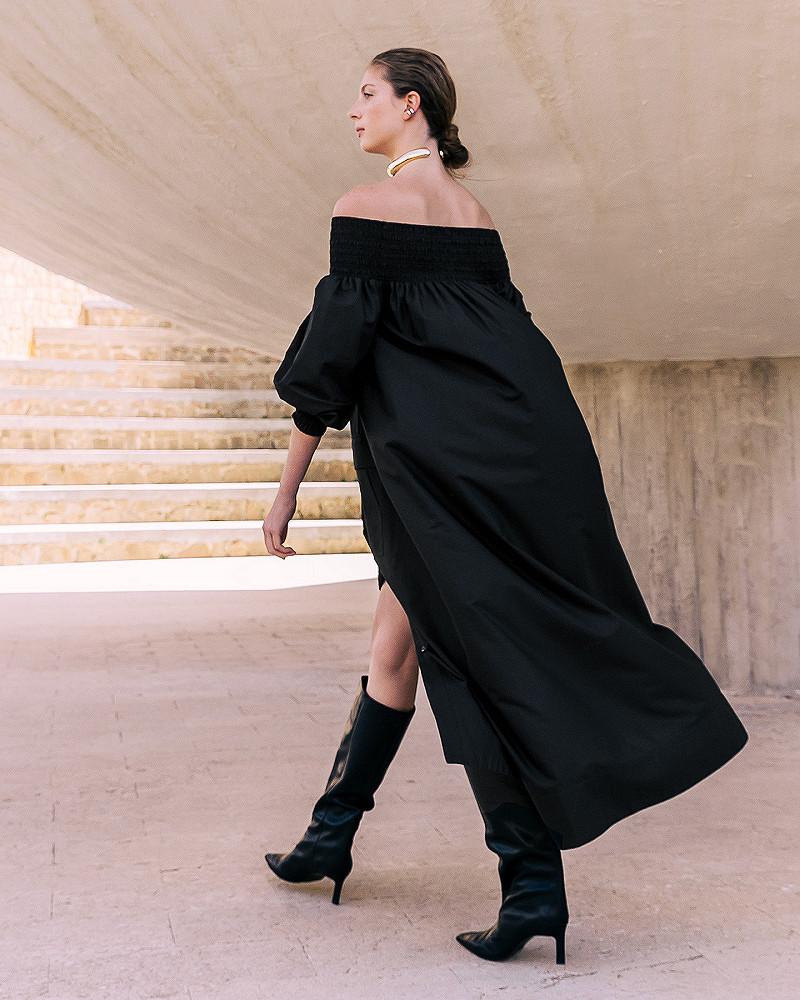 Mes Demoiselles Robe Parimar Robe Longue Noire En Popeline De Coton Craquante