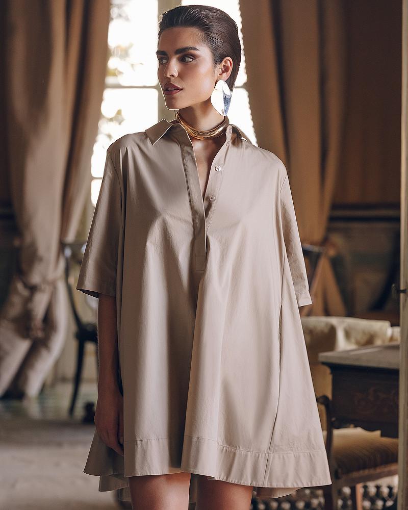Mes Demoiselles Robe Perle Robe Courte Sable En Popeline De Coton Craquante