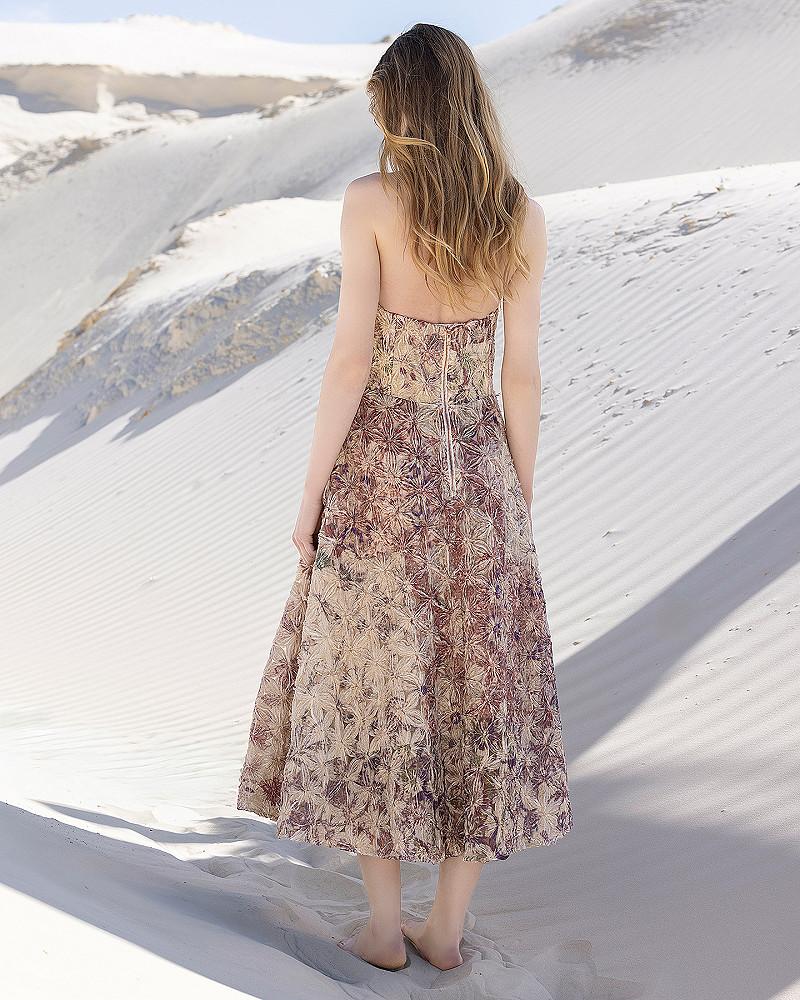 Mes Demoiselles Robe Picea Robe Mi-longue Bustier Aux Tons Poudrés Avec Broderie Floral