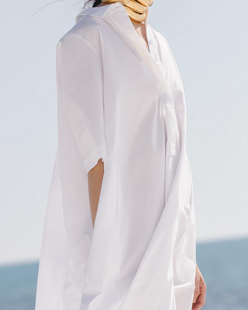 Mes Demoiselles Robe Pierre De Soleil Longue Robe En Gabardine Blanche De Coton Craquante