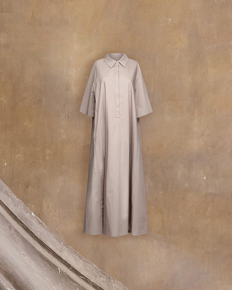 Mes Demoiselles Robe Pierre De Soleil Longue Robe En Gabardine Kaki De Coton Craquante