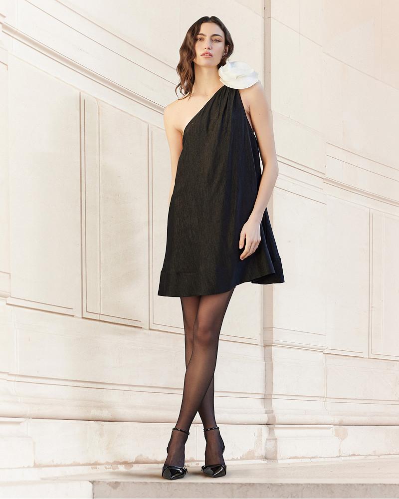 Mes Demoiselles Robe Poesie Robe Courte De Soirée Noire Et Fleur Blanche