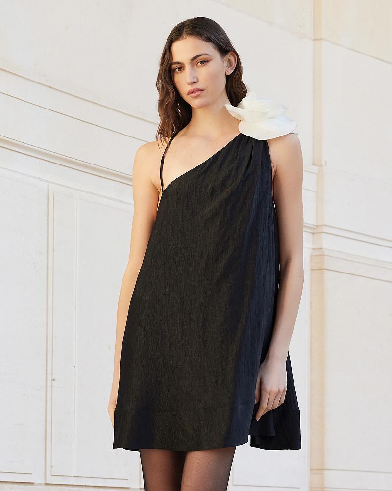 Mes Demoiselles Robe Poesie Robe Courte De Soirée Noire Et Fleur Blanche