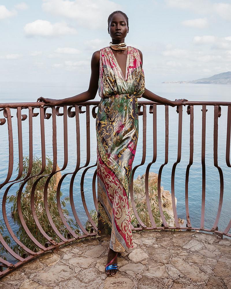 mes demoiselles robe Reva Robe longue et glamour en soie lurex