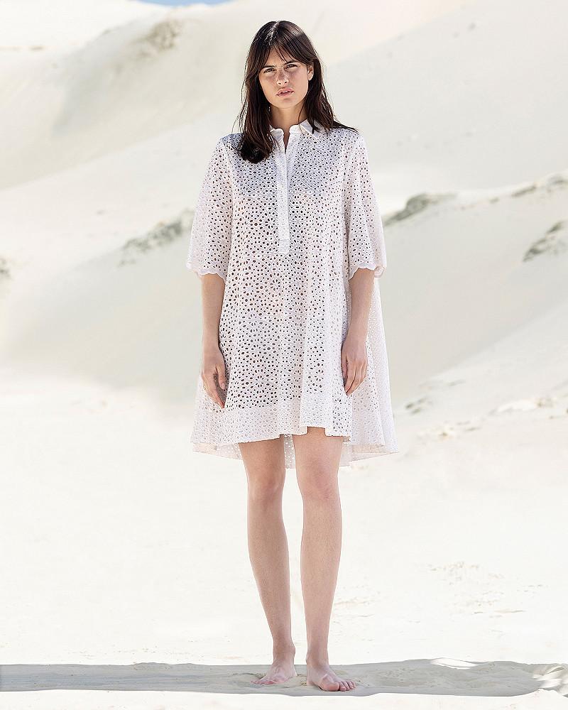 Mes Demoiselles Robe Rose Robe Délicate En Broderie Anglaise Blanche