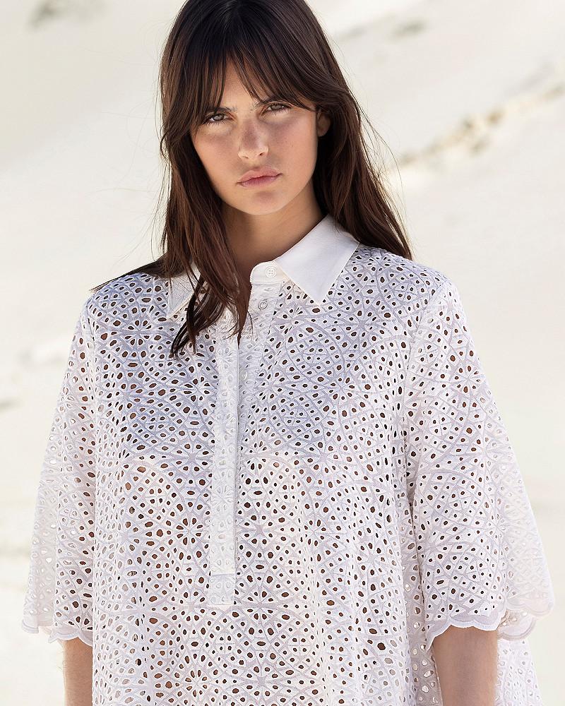 Mes Demoiselles Robe Rose Robe Délicate En Broderie Anglaise Blanche