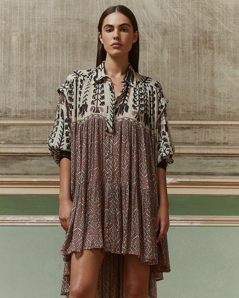 Mes Demoiselles Robe Sand Robe Mi-longue Imprimée En Viscose Crinckled Rose