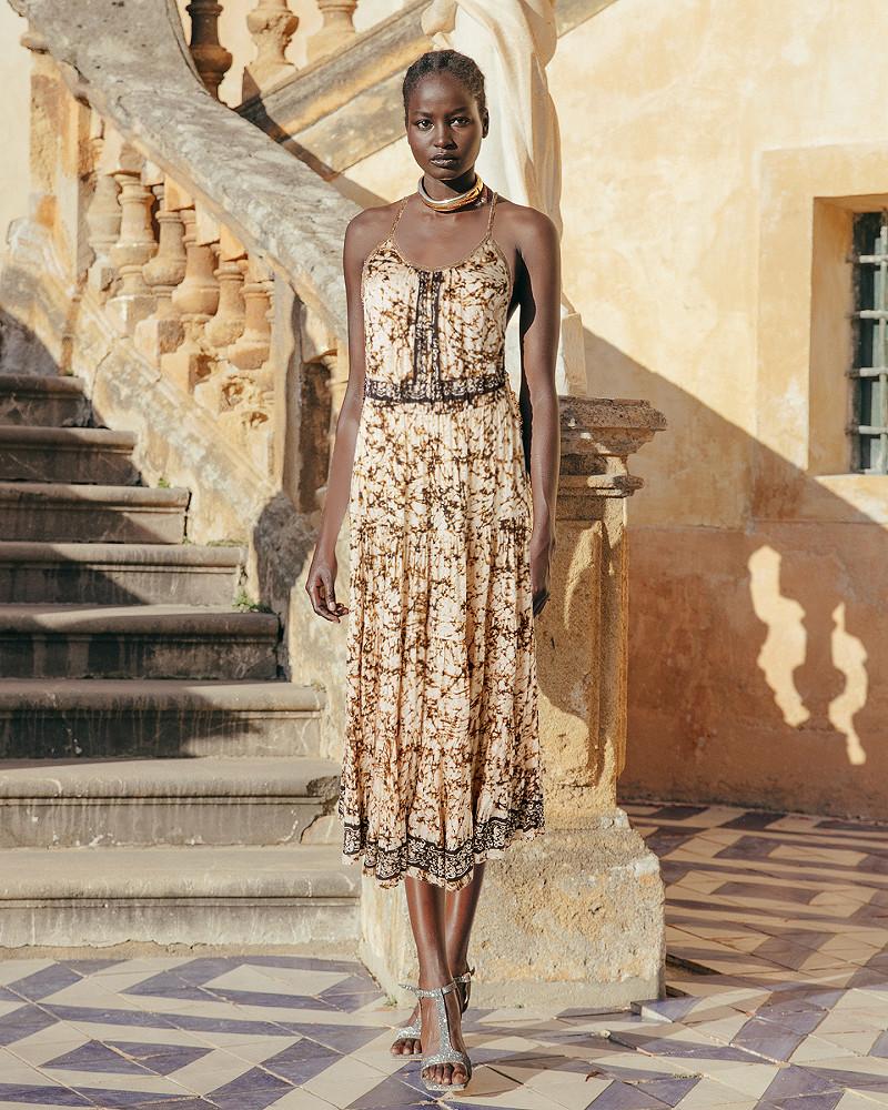 Mes Demoiselles Robe Soleil Robe Ample En Soie Habotai Imprimée Tye&dye