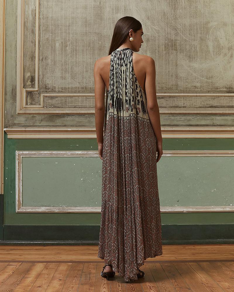 Mes Demoiselles Robe Sulone Robe Longue En Viscose Chiffon Crinckled Rose