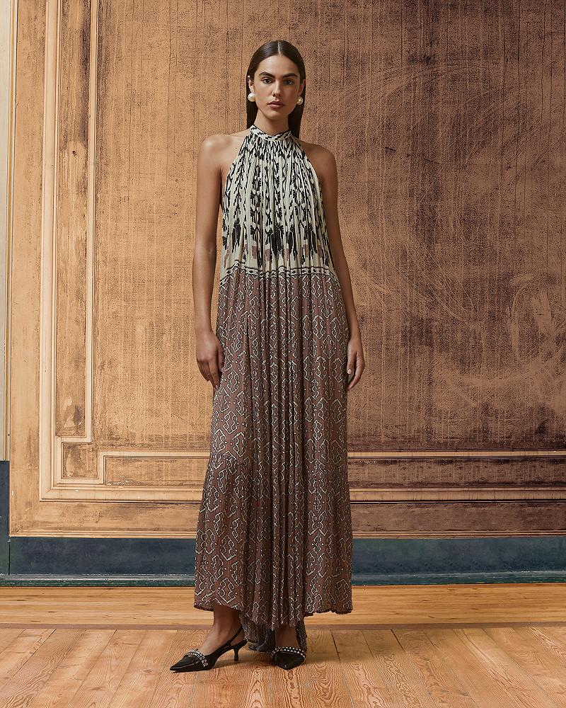 mes demoiselles robe Sulone Robe longue en viscose chiffon crinckled rose