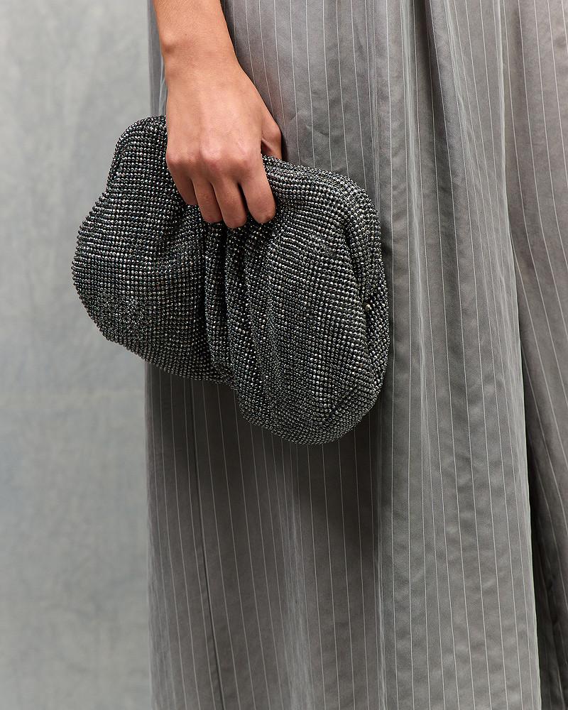 mes demoiselles sac Diana Pochette élégante strass argent au style rétro