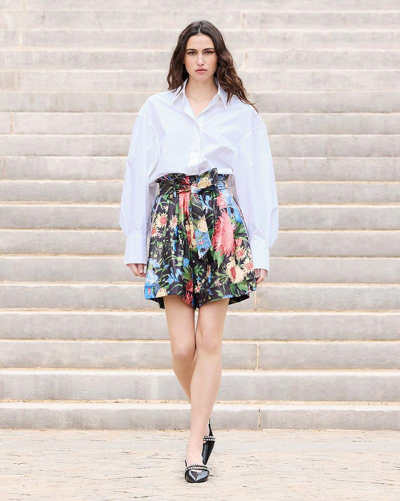 Mes Demoiselles Short Reine Bermuda Féminin En Jacquard Lurex Imprimé Floral