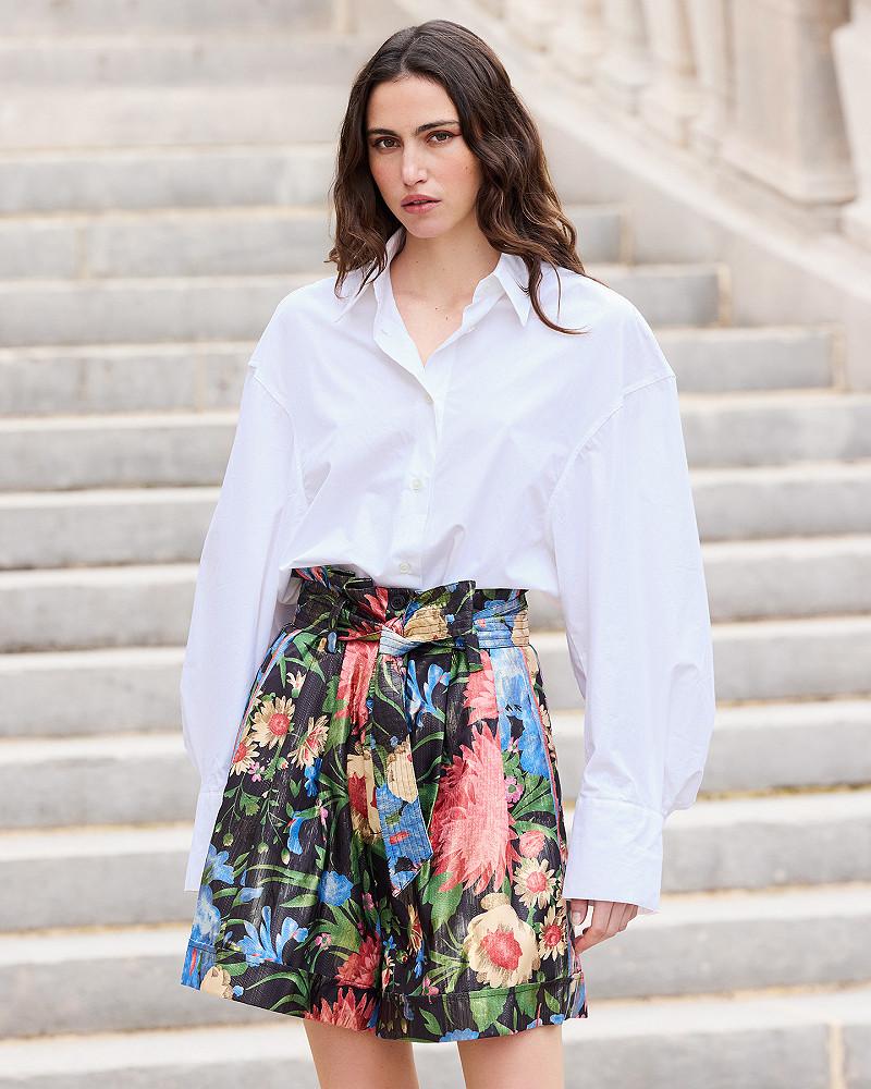 Mes Demoiselles Short Reine Bermuda Féminin En Jacquard Lurex Imprimé Floral