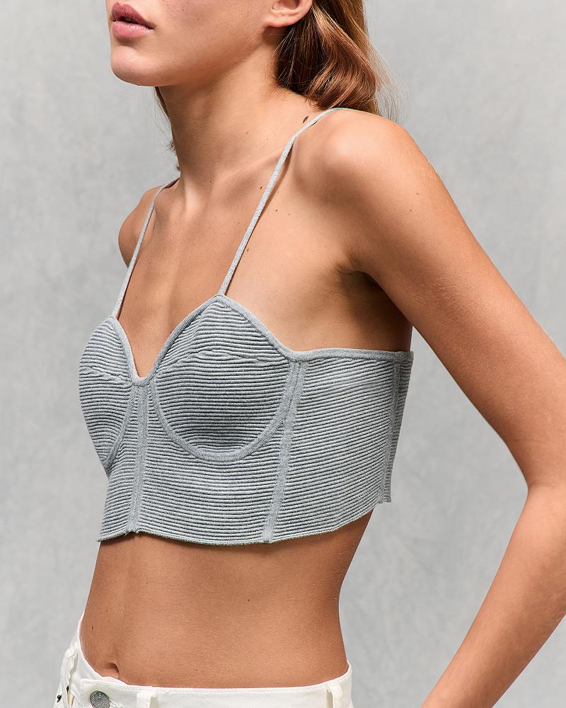 Mes Demoiselles Top Blond Brassière En Mailles Stretch Grise