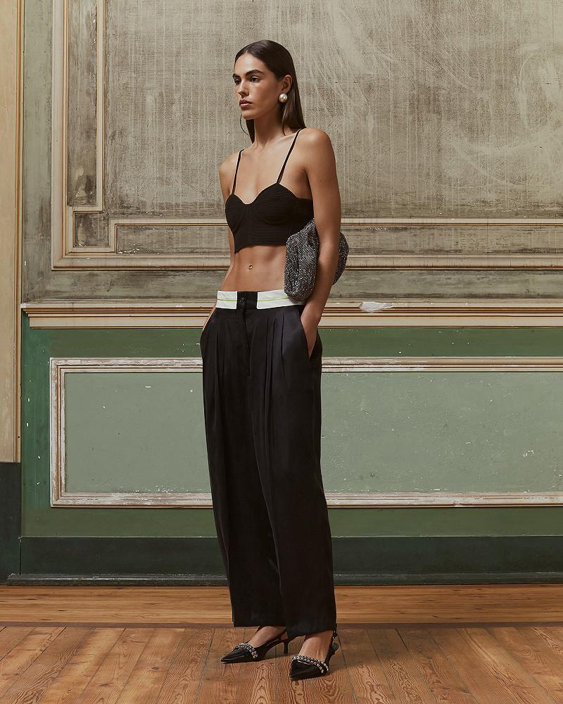 Mes Demoiselles Top Blond Brassière En Mailles Stretch Noire