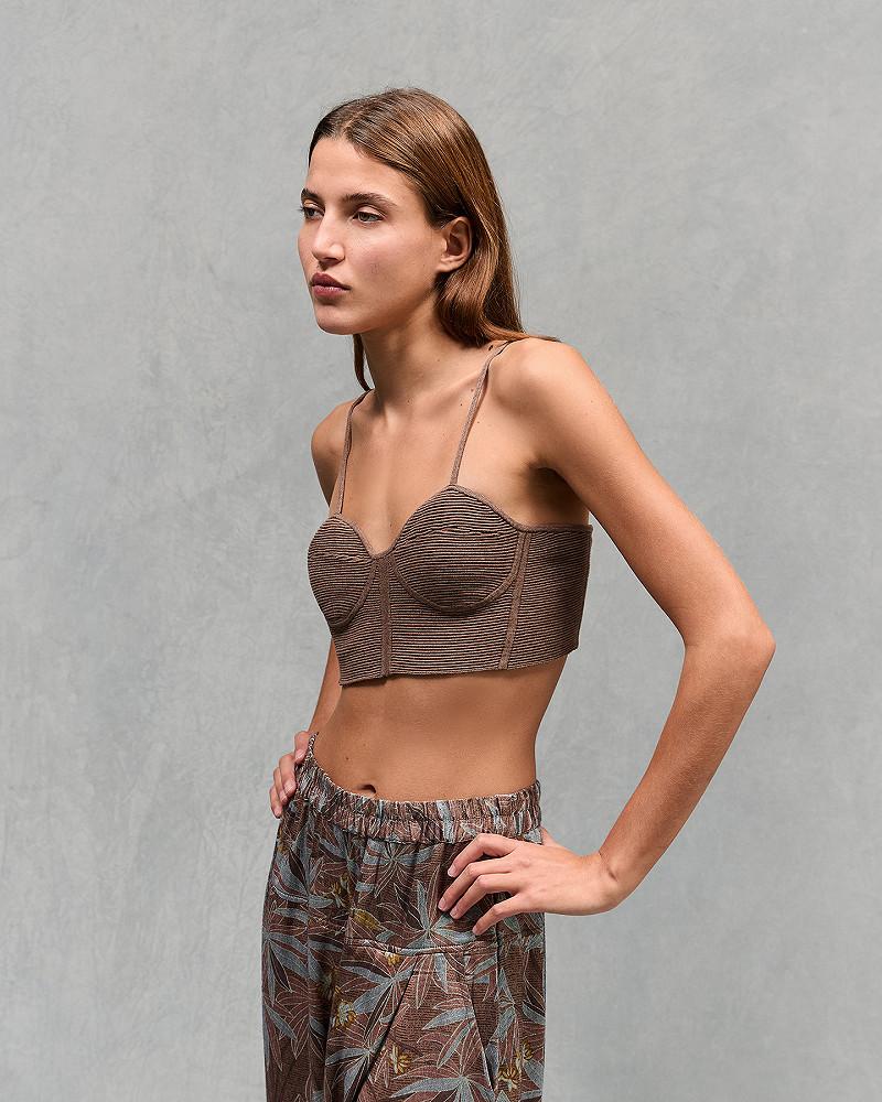 Mes Demoiselles Top Blond Brassière En Mailles Stretch Taupe
