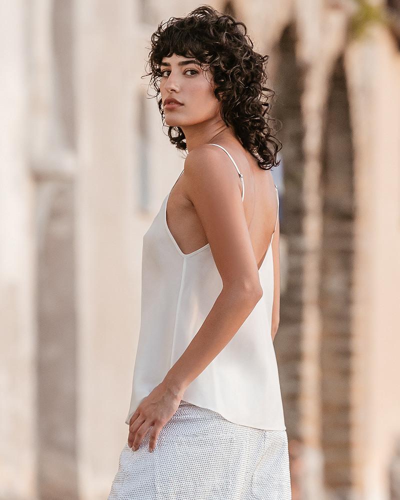 Mes Demoiselles Top Gola Top En Soie Avec Une Induction Dorée