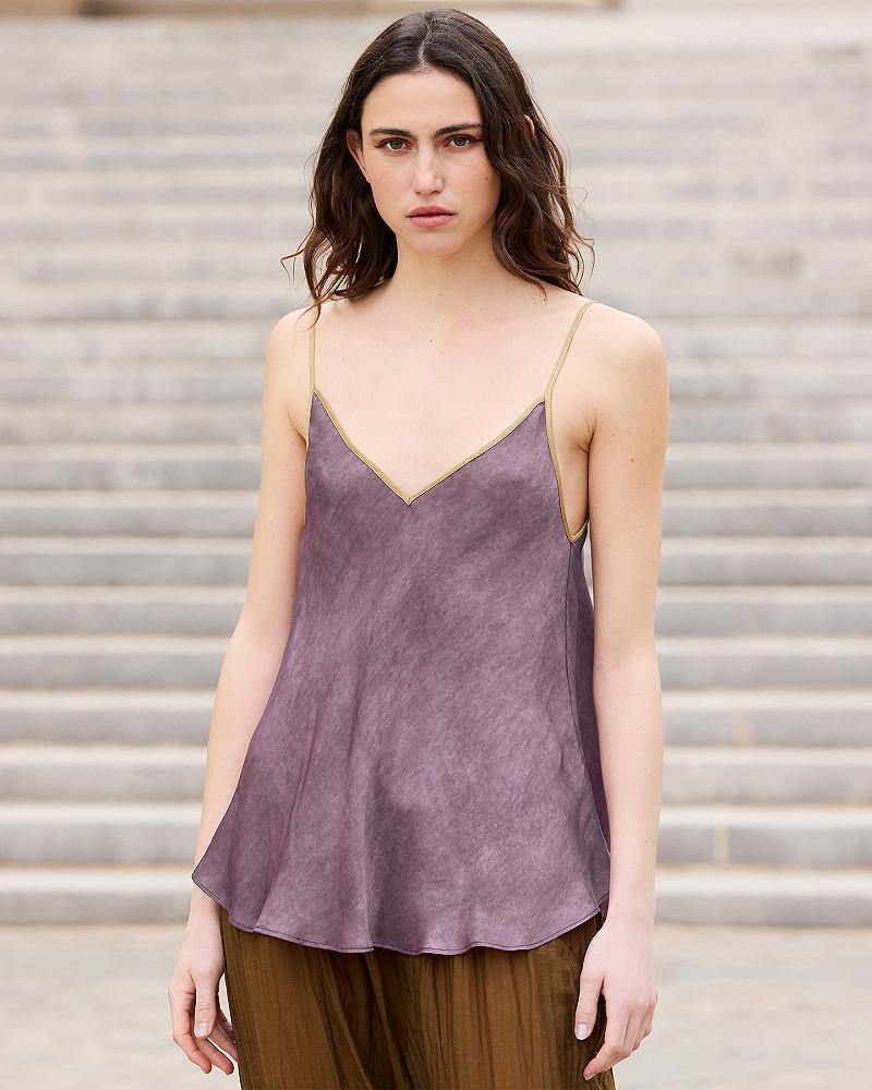 Mes Demoiselles Top Mila Top En Soie Lilas Fines Bretelles