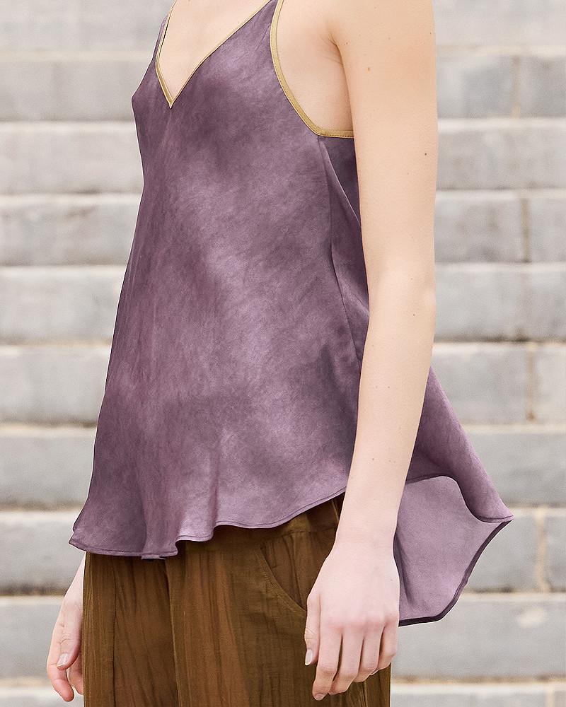 Mes Demoiselles Top Mila Top En Soie Lilas Fines Bretelles