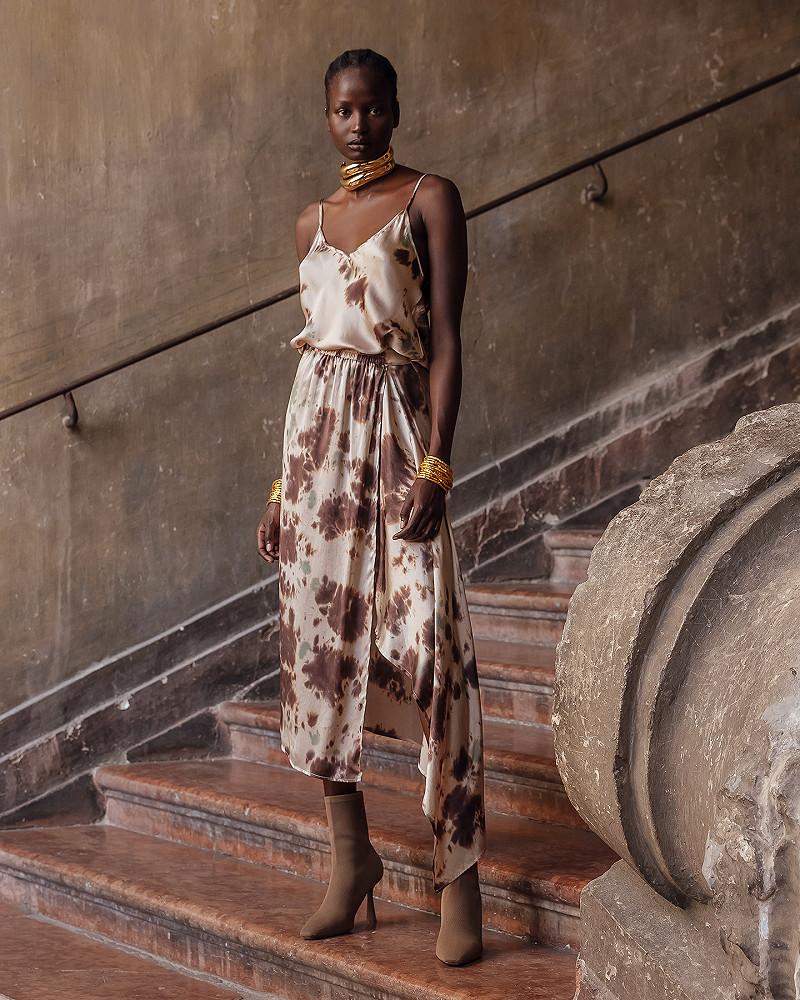 Mes Demoiselles Top Mizel Top à Fines Bretelles En Soie Tye&dye