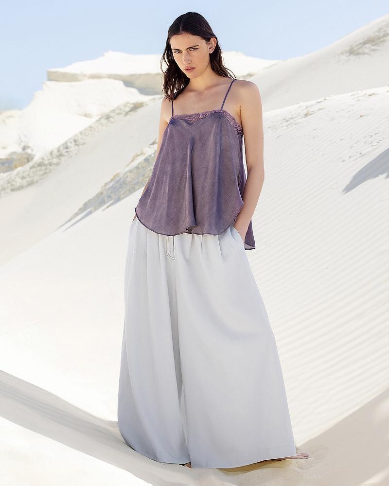 mes demoiselles top Mucha Top en soie lilas avec dentelle française mes demoiselles top Mucha Top en soie lilas avec dentelle française