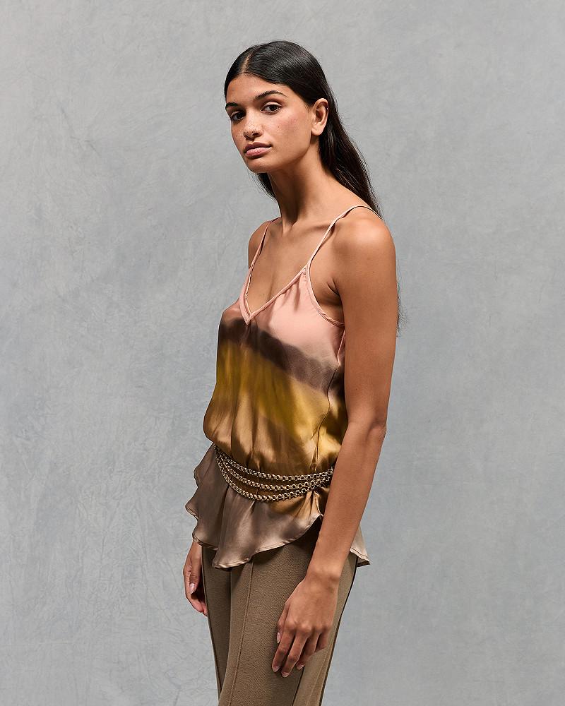 Mes Demoiselles Top Mussa Top à Fines Bretelles Tye&dye Jaune Et Rose