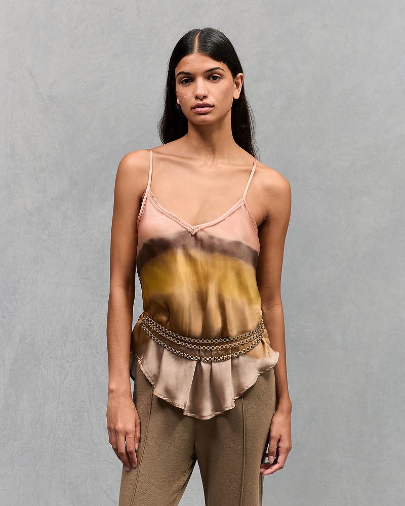 mes demoiselles top Mussa Top à fines bretelles tye&dye jaune et rose