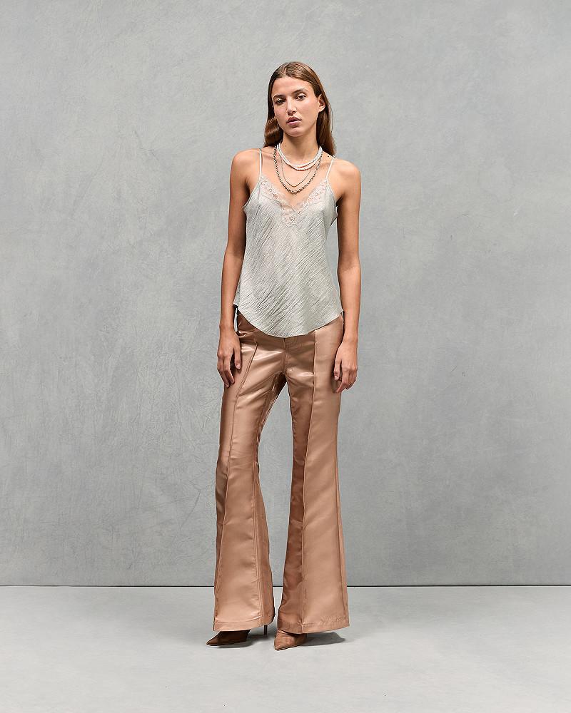 mes demoiselles top Pozzi Débardeur fines bretelles shiny argent