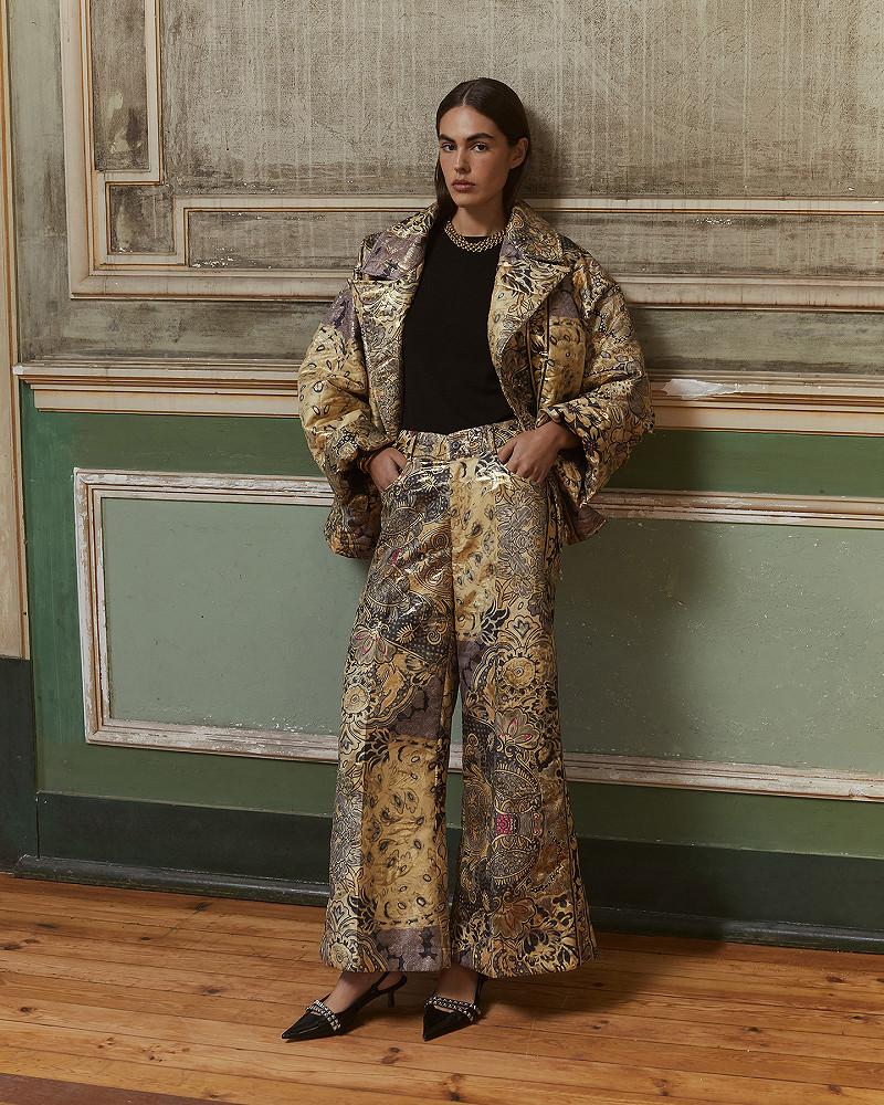 Mes Demoiselles Veste Brigitte Veste Courte En Jacquard Lurex Imprimé