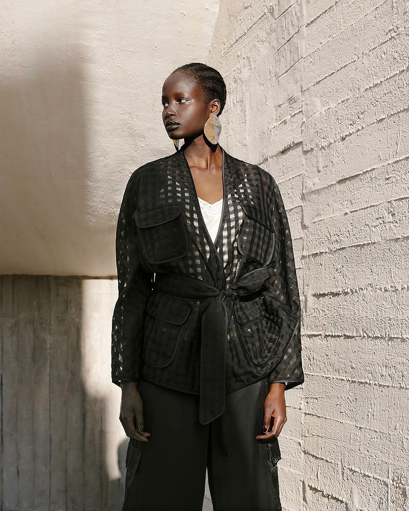 Mes Demoiselles Veste Ciwest Veste En Organza De Soie Noire