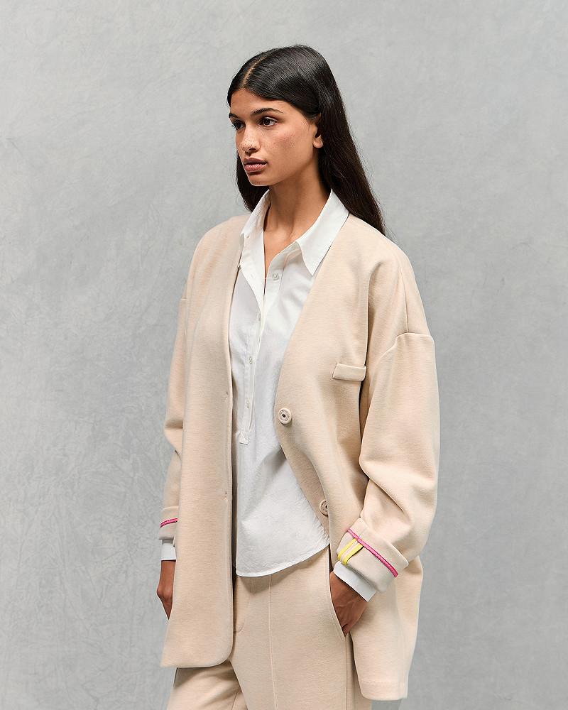 Mes Demoiselles Veste Memple Veste Droite Chiné Beige En Milano