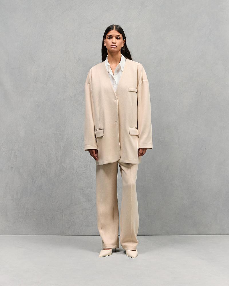 Mes Demoiselles Veste Memple Veste Droite Chiné Beige En Milano