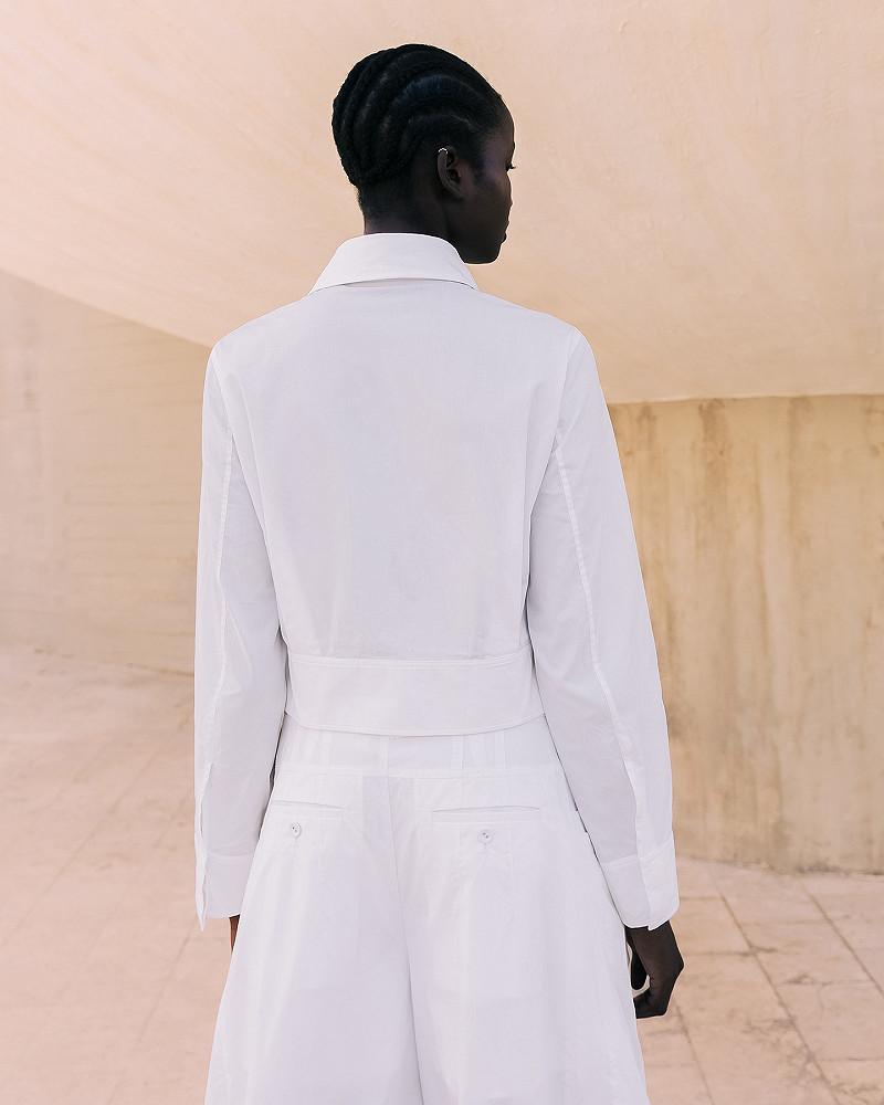 Mes Demoiselles Veste Pinell Blouson Court Blanc En Popeline De Coton Craquante