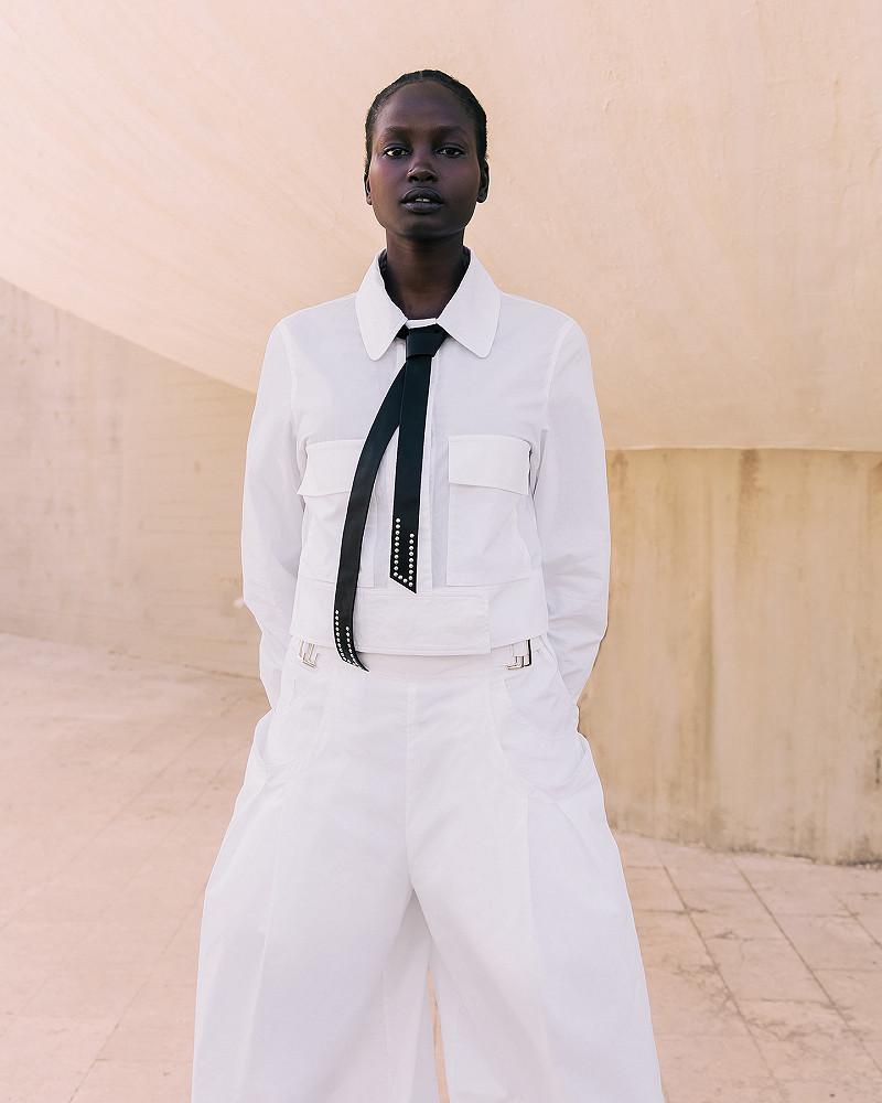 mes demoiselles veste Pinell Blouson court blanc en popeline de coton craquante