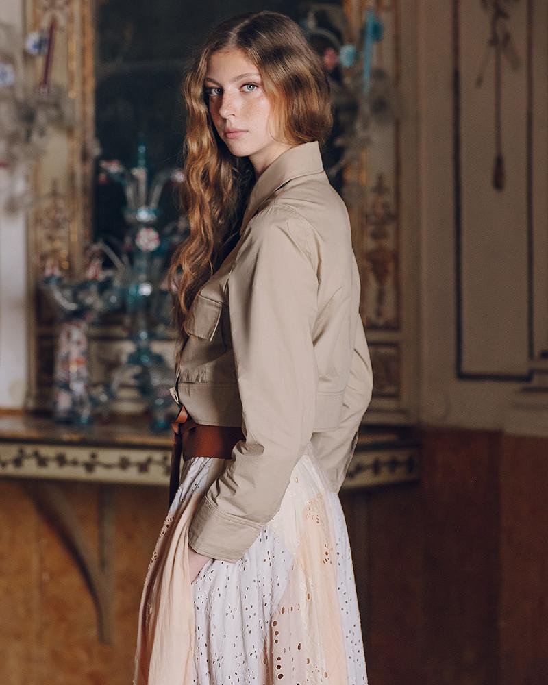 Mes Demoiselles Veste Pinell Blouson Court Sable En Popeline De Coton Craquante