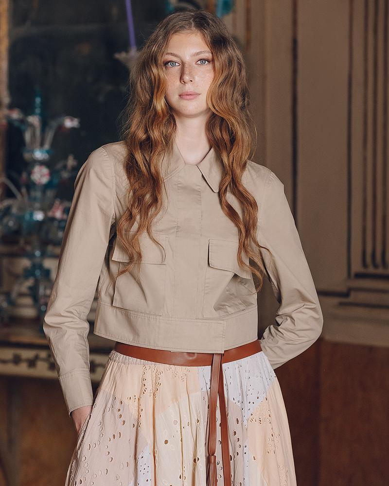 Mes Demoiselles Veste Pinell Blouson Court Sable En Popeline De Coton Craquante