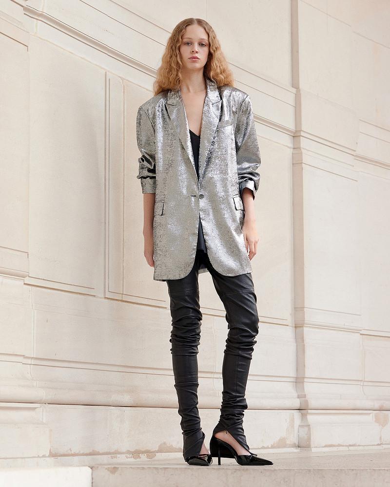 Mes Demoiselles Veste Siane Veste Souple Et Oversize Argent En Velvet Brillant